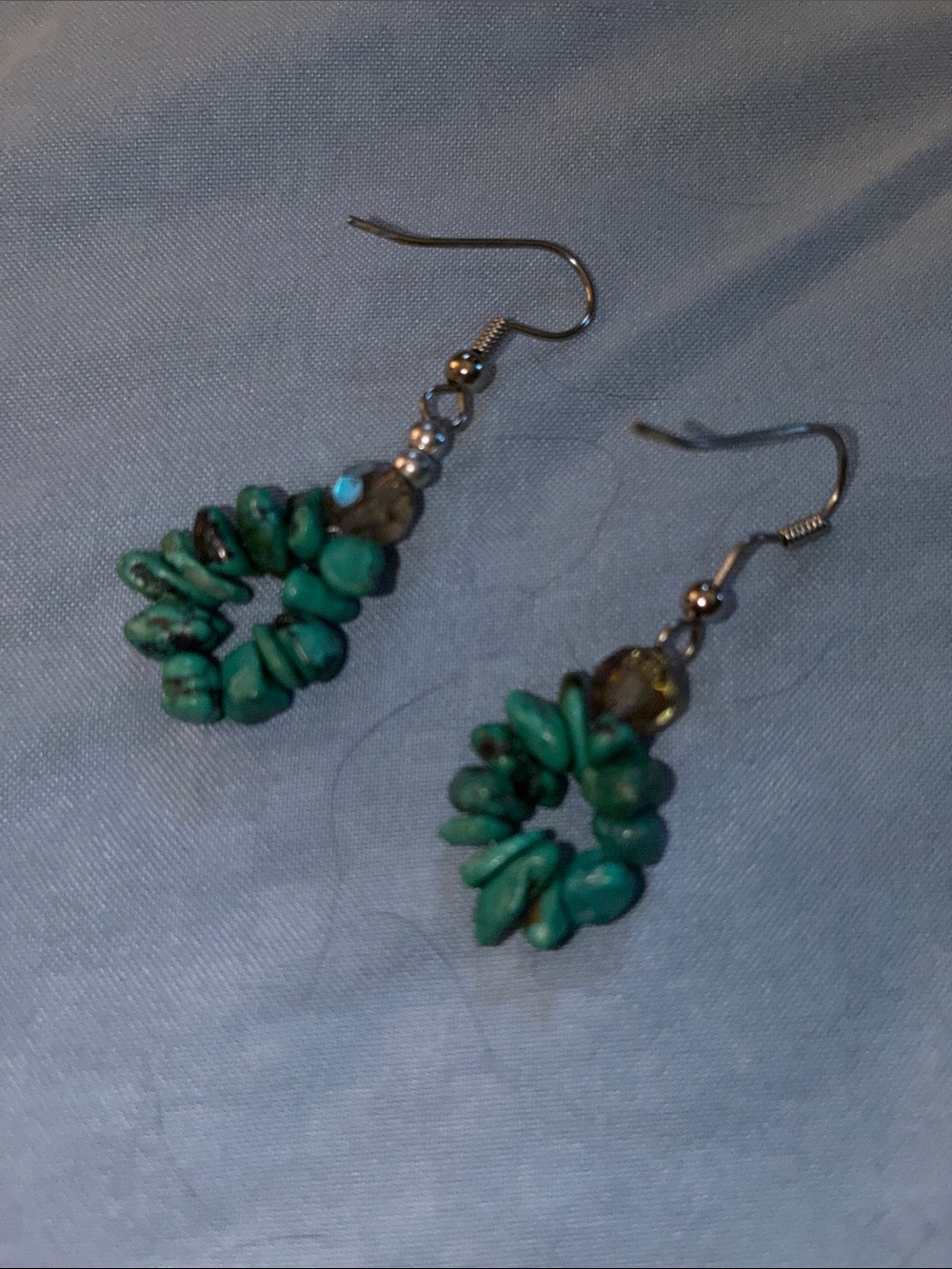 Turquoise Chip Dangle Earrings - Unbranded